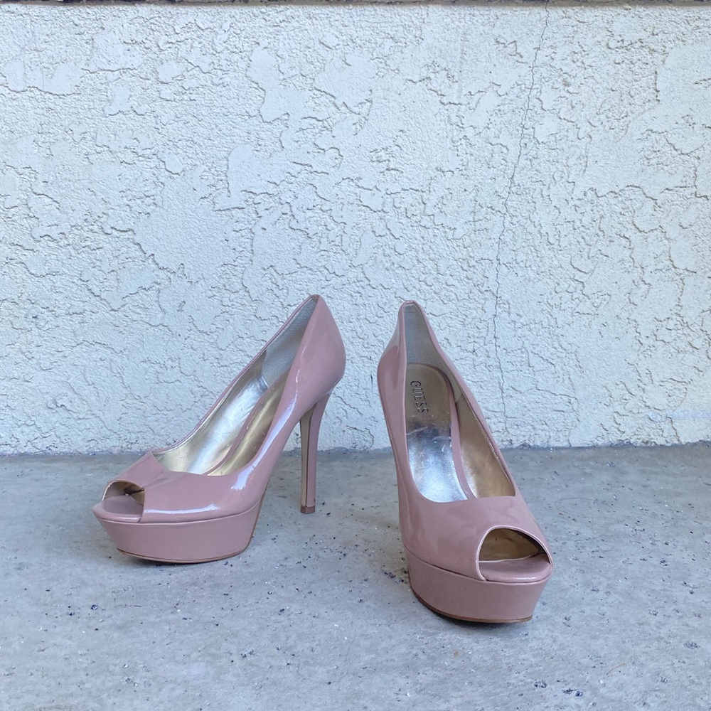 high heels with 4.5" heel, 1.5" platform and 1.5" sole with a open toe